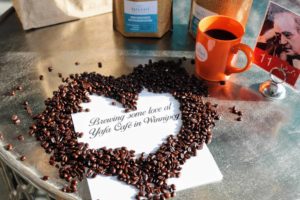 Valentine's Day coffee beans heart